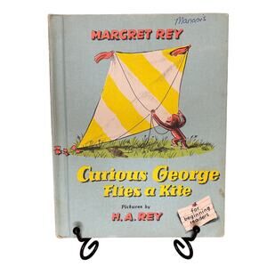 VTG 1958 Curious George Flies a Kite Book by Margaret Rey, Pictures by H.A. Rey